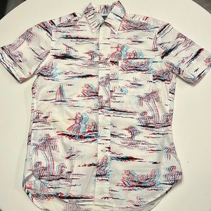 GITMAN VINTAGE 3D HAWAIIAN PRINT SHIRT SIZE SMALL